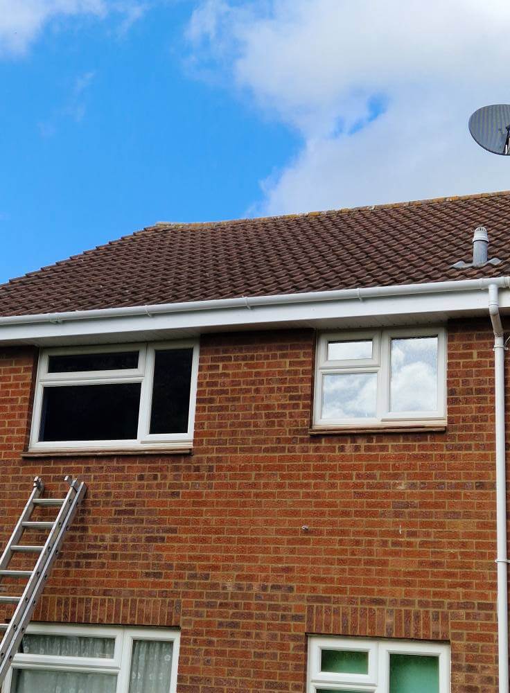 Landscaping project showing newly laid patio area
